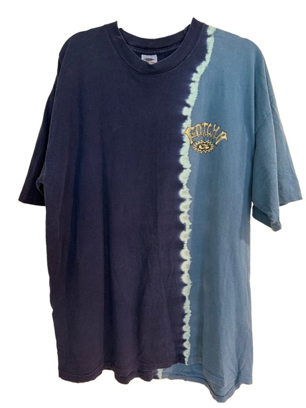 Gotcha vintage 90s surf clothing tie dye logo tee shirt Men’s Sz XL 2 Tone Blue